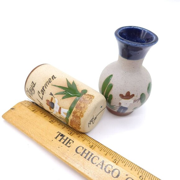 Mexican Tonala Pottery Vases 2 Hand-Painted Playa del Carmen Signed Vintage - Picture 14 of 14